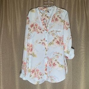 KUT FROM THE KLOTH Light Blue Floral Blouse Top M